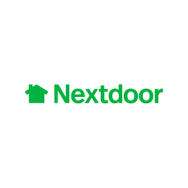 Nextdoor logo with green house icon and text on white background